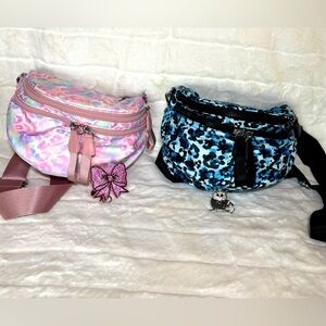 Iris & Rainbow Pink and Blue Leopard Print Best Version Crossbody Bags